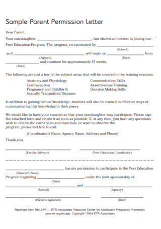 Printable Parent Permission Letter Example