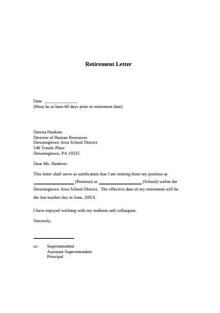 Printable Retirement Letter Template