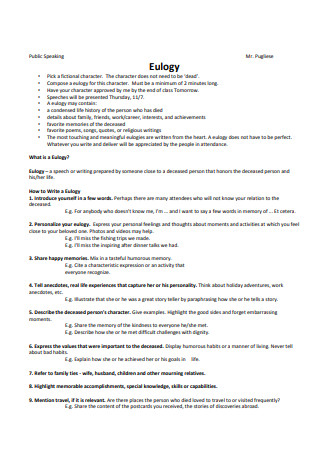 Public Speaking Eulogy Template