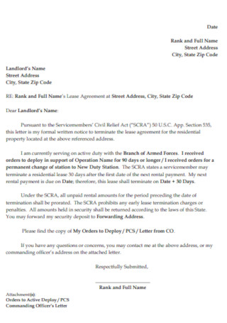 Residential Lease Termination Letter