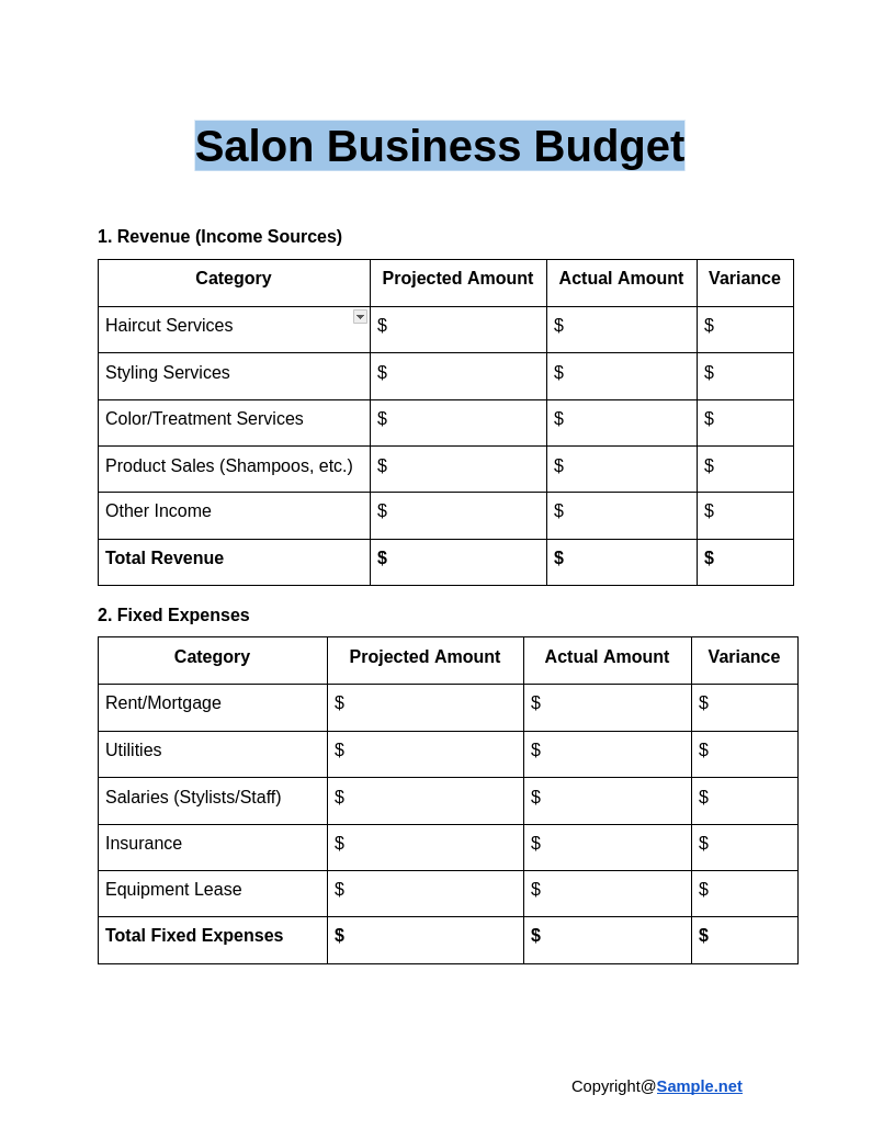 Salon Business Budget Google Docs 12 30 2024 10 57 AM