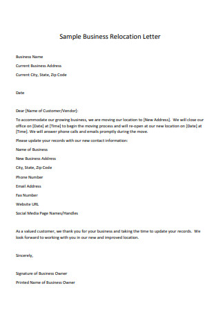 Sample Business Office Relocation Letter