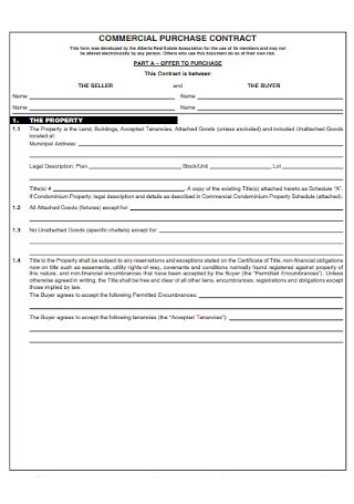 Sample Commercial Real Estate Sales Contract Template
