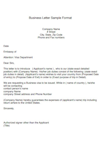 Sample Company Business Letter
