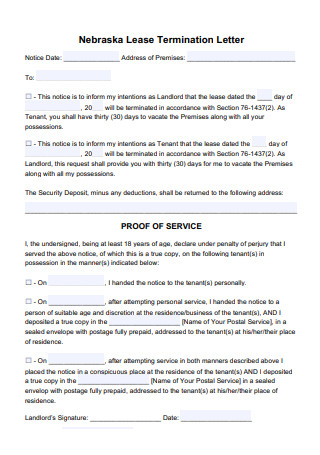 Sample Contract Lease Termination Letter Template