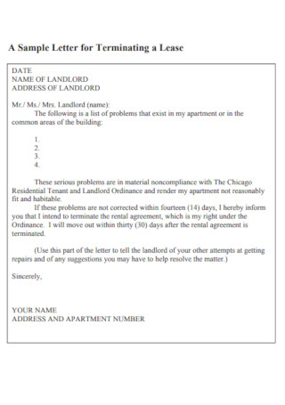 Sample Letter for Terminating a Lease