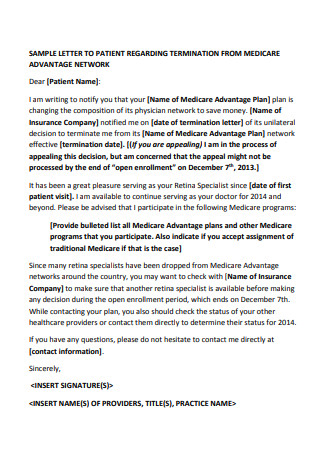 Sample Medicare Contract Termination Letter 