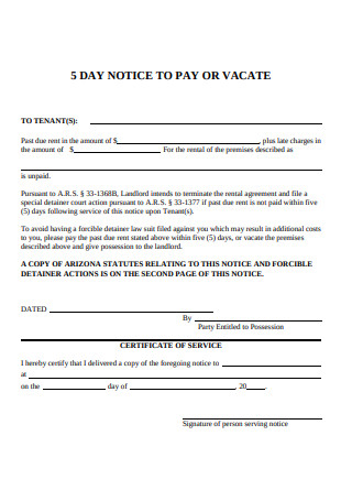 Sample Notice to Due Pay or Vacate Template