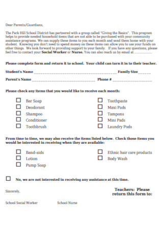 Sample Parents Distric School Permission Letter