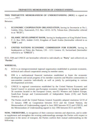 Sample Tripartite Memorandum of Understanding Template