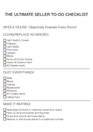Sample Ultimate Seller to do Checklist Template