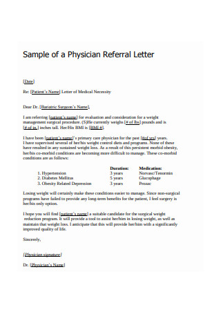 Sample of a Physician Referral Letter