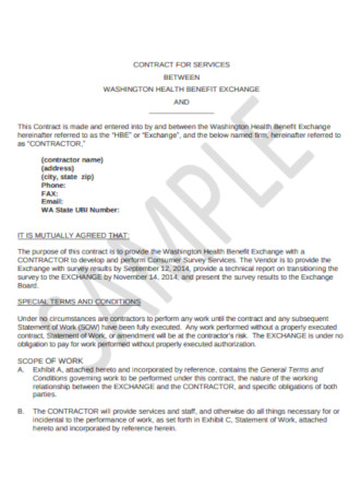 Scope of Service Exchange Contract Template
