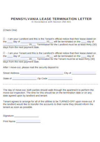 Simple Lease Termination Letter
