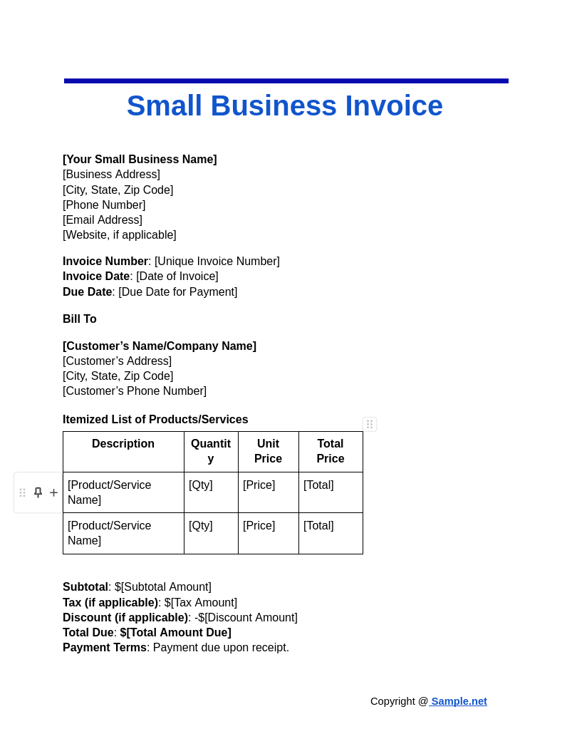 Small Business Invoice Google Docs 11 01 2024 04 24 PM