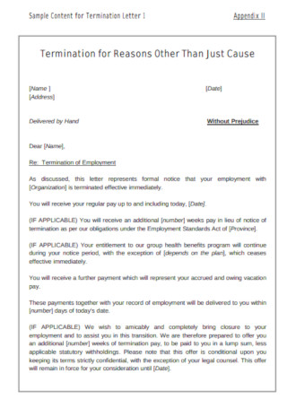 Termination of HR Employment Letter