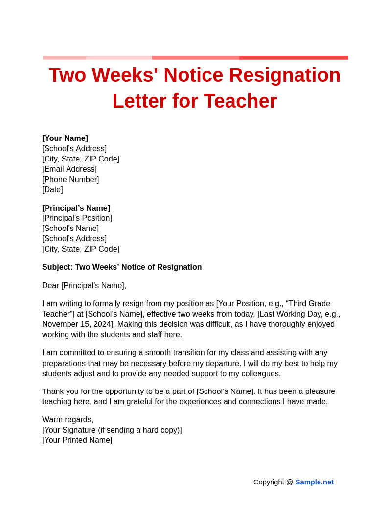 Two Weeks Notice Resignation Letter for Teacher Google Docs 11 01 2024 04 20 PM