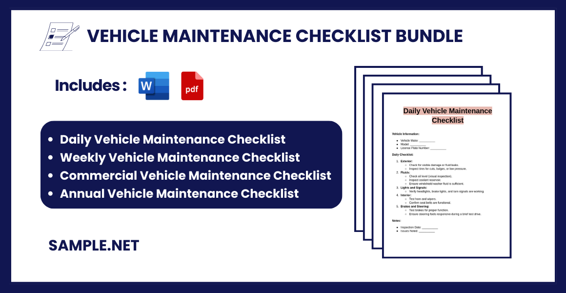 vehicle maintenance checklist bundle