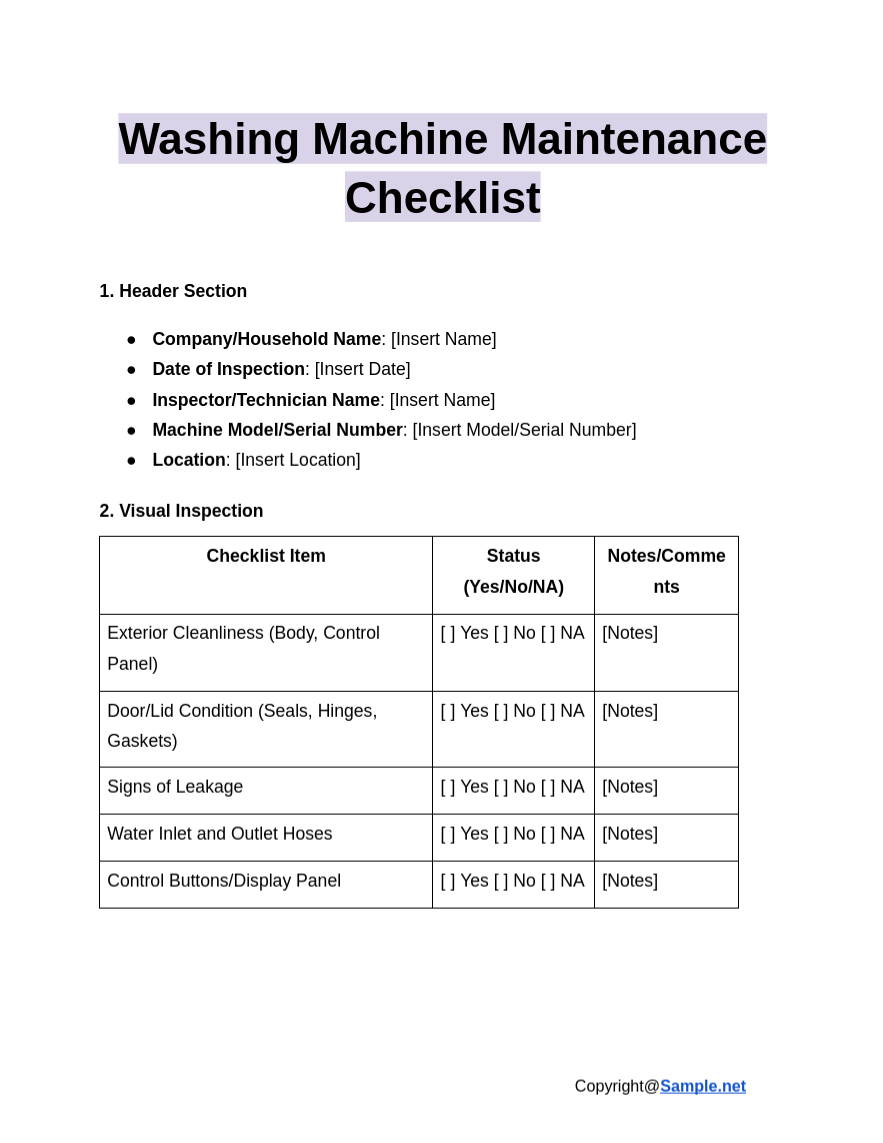 Washing Machine Maintenance Checklist Google Docs 12 11 2024 04 32 PM