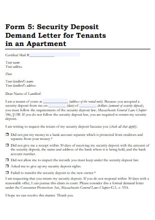 Apartment Contract Demand Letter