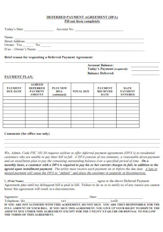 Basic Deferred Payment Plan Template