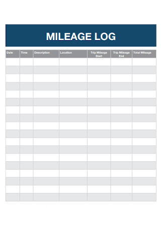 Basic Mileage Tracking Log