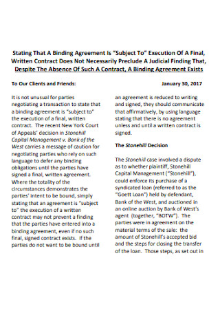 Client Binding Agreement