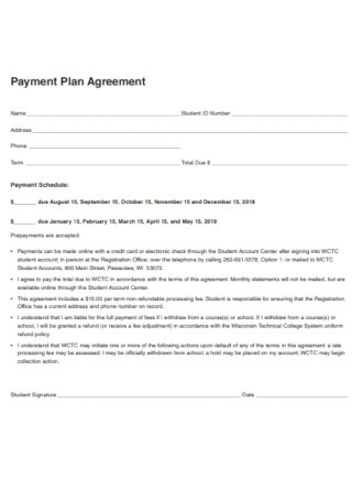 College Payment Plan Agreement Template