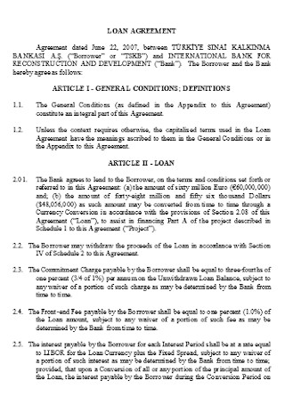 Commercial Loan Agreement Format