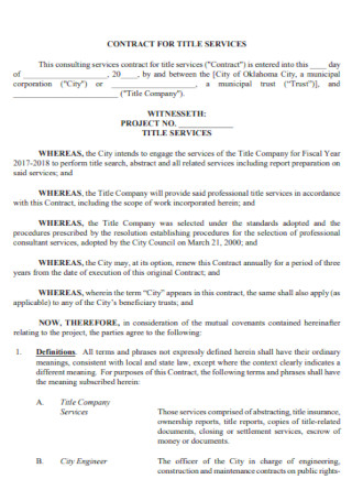 Company Contract for Title Service Template
