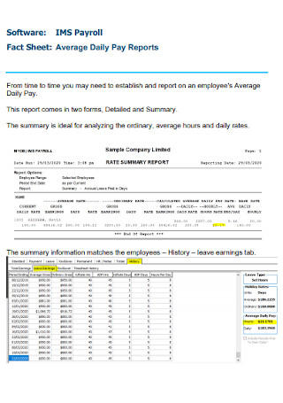 Daily Payroll Reports Template