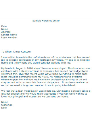 Example Of A Hardship Letter For A Mortgage Loan Modification from images.sample.net