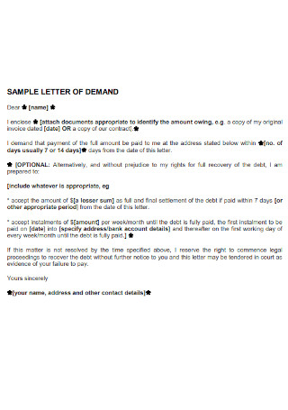 Debt Recovery Letter of Demand