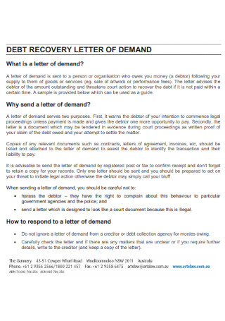 Debt Recovery Letter of Demands