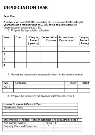 Depreciation Task Schedule Template