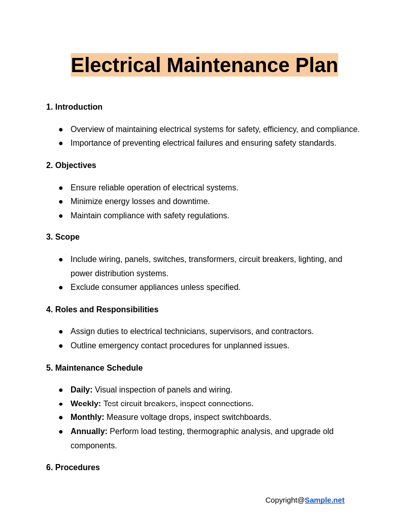 Electrical Maintenance Plan Google Docs 01 09 2025 04 37 PM