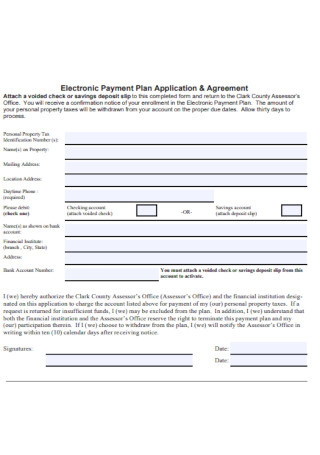 Electronic Payment Plan Application Agreement Template