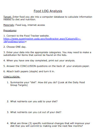 Food Log Analysis Example