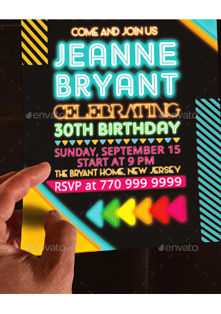 Glow Birthday Party Invitation