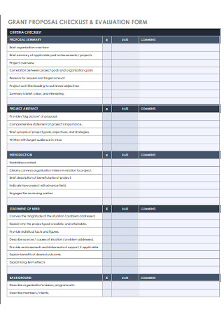Grant Proposal Checklist and Evaluation Form
