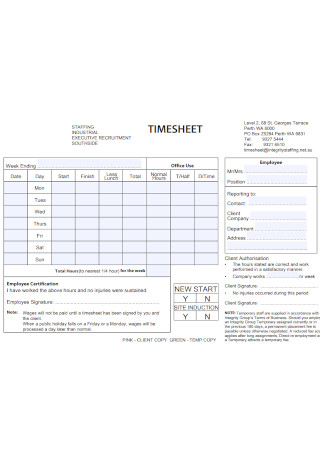 Industrial Staffing Timesheet Template