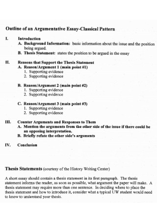 Outline of an Argumentative Essay Template