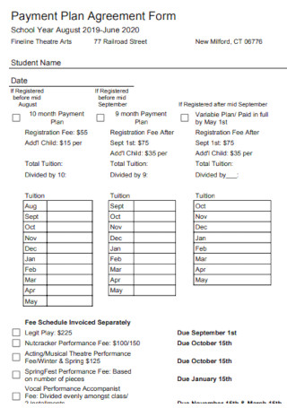 Payment Plan Agreement Form Example
