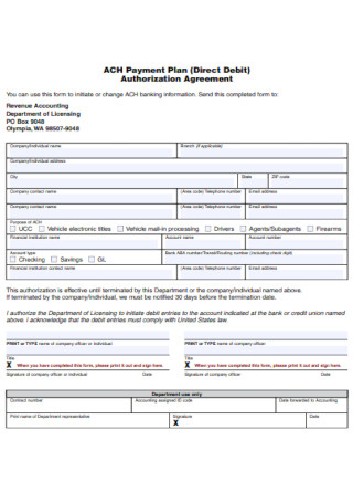 Payment Plan Authorization Agreement