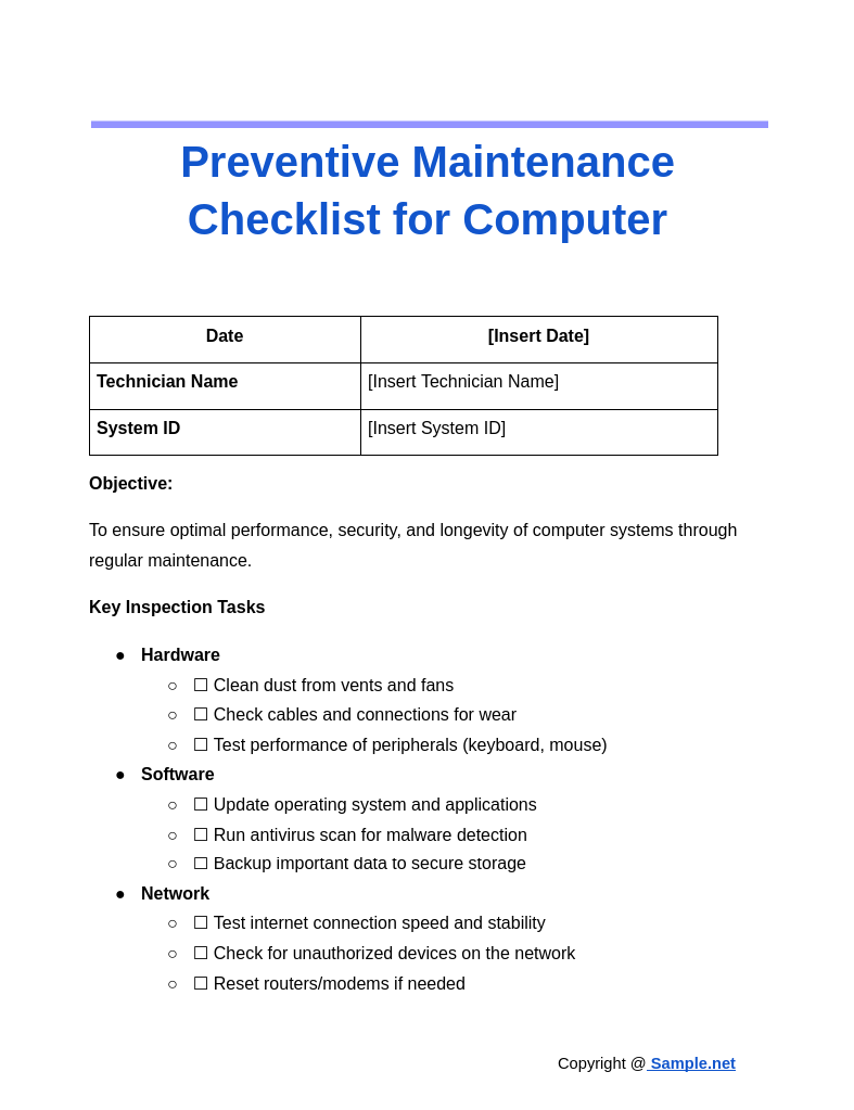 Preventive Maintenance Checklist for Computer Google Docs 10 22 2024 10 40 AM