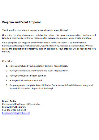 Program and Event Proposal 
