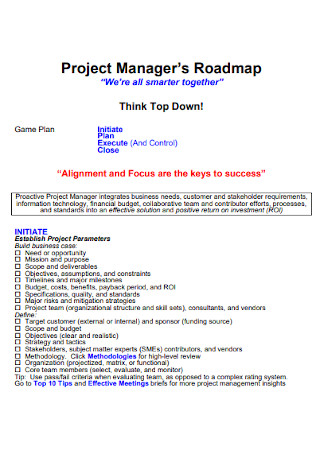 Project Manager Roadmap Template