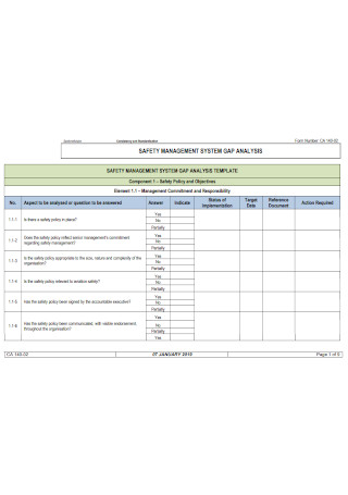 Safety Management System Gap Analysis Template