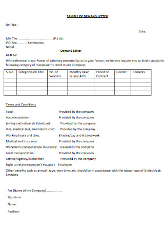 Sample Contract Demand Letter Example