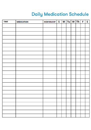 Sample Daily Medication Schedule Template
